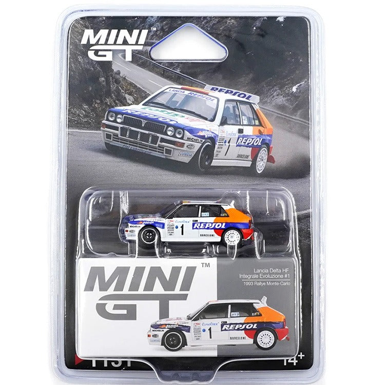 Mini GT MGT01131 Lancia Delta HF Integrale Evoluzione #1 1993 Rallye Monte-Carlo 1:64 White