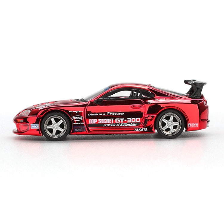 Mini GT MGT01132 Toyota Supra (A80) Top Secret GT-300 Top Secret 1:64 Red Chrome