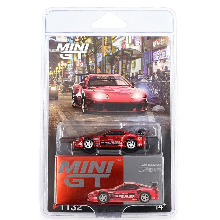 Mini GT MGT01132 Toyota Supra (A80) Top Secret GT-300 Top Secret 1:64 Red Chrome