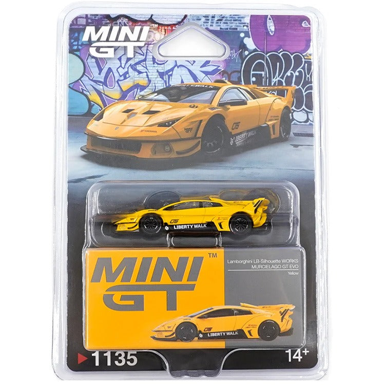 Mini GT MGT01135 LBWK Liberty Walks LB-Silhouette Works Lamborghini Murcielago GT Evo 1:64 Yellow