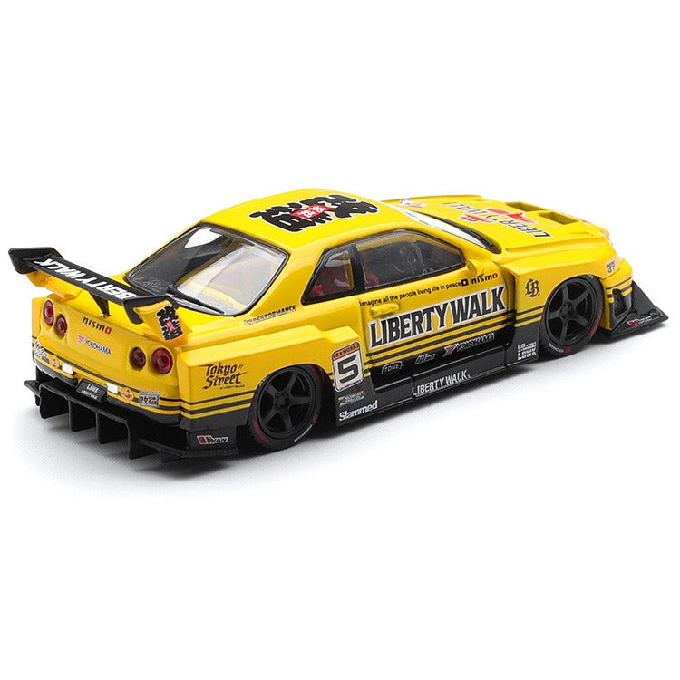 Mini GT MGT01182 LBWK Liberty Walk Nissan LB-ER34 Super Silhouette Skyline 1:64 Sport Yellow