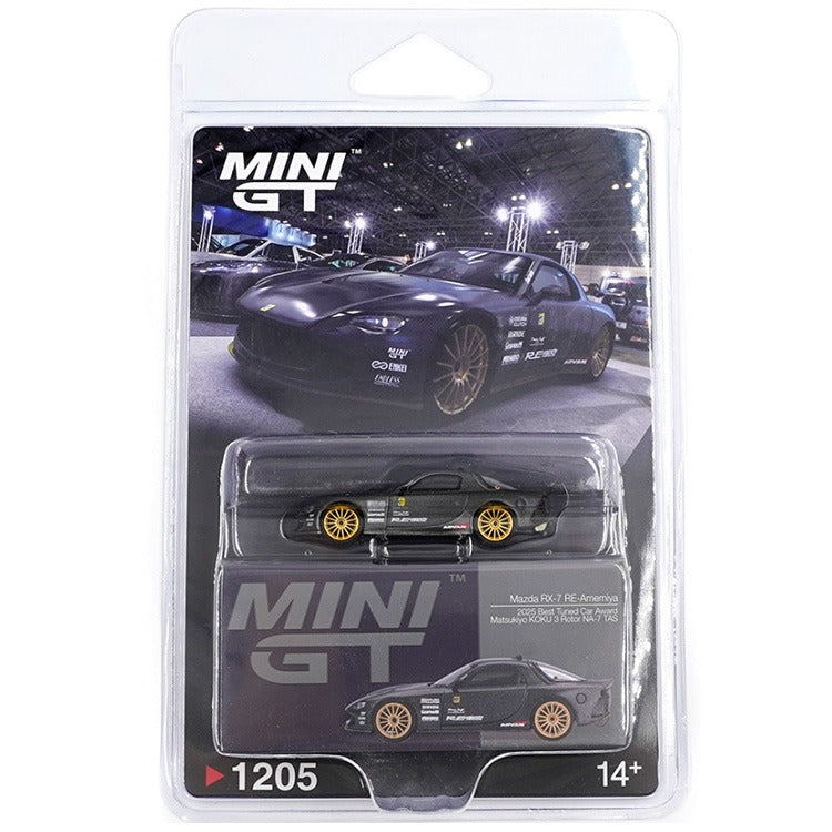 Mini GT MGT01205 Mazda RX-7 RE-Amemiya Matsukiyo KOKU 3 Rotor NA-7 TAS 2025 Best Tuned Car Award 1:64 Carbon