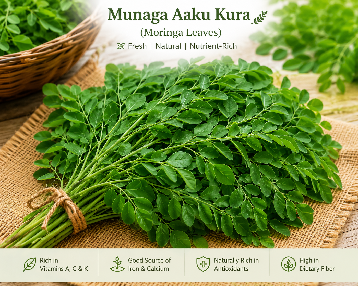 Munaga AakuKura (Moringa) 200gms
