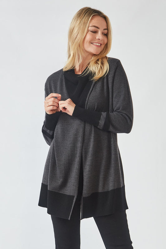 Finlay Cardi - Charcoal Marl/Black