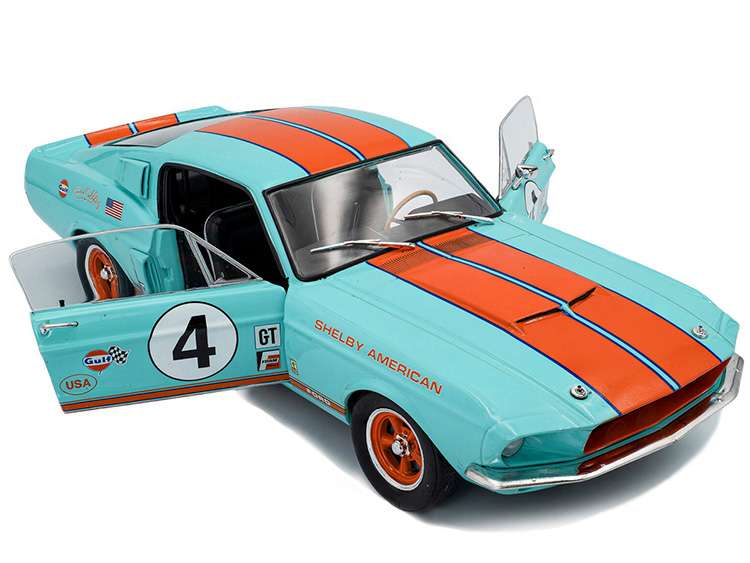 Solido S1802911 1967 Shelby GT 500 #4 Gulf 1:18 Light Blue / Orange