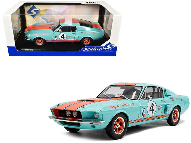 Solido S1802911 1967 Shelby GT 500 #4 Gulf 1:18 Light Blue / Orange