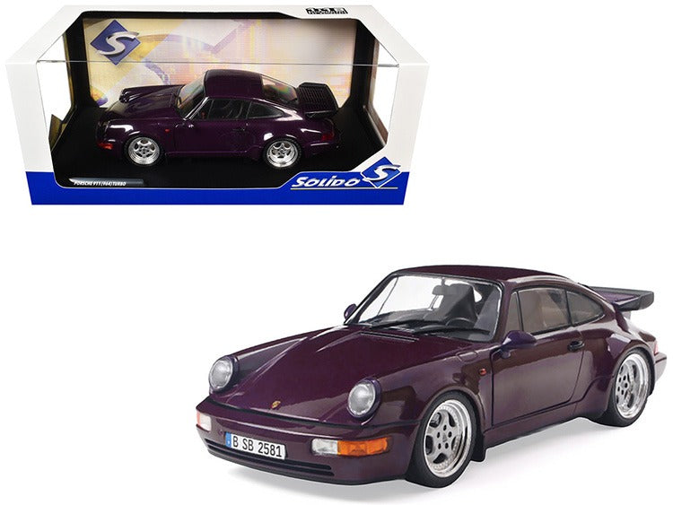 Solido S1803412 1990 Porsche 911 (964) Turbo 1:18 Violet Blue Metallic