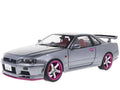 Solido S1804310 1999 Nissan Skyline GT-R R34 1:18 Silver with Purple Wheels