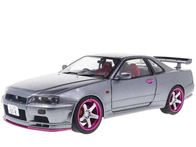 Solido S1804310 1999 Nissan Skyline GT-R R34 1:18 Silver with Purple Wheels