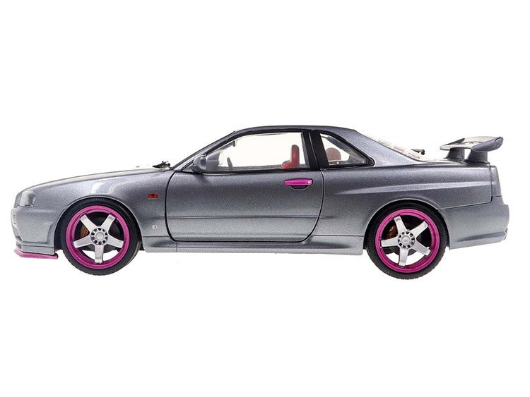 Solido S1804310 1999 Nissan Skyline GT-R R34 1:18 Silver with Purple Wheels