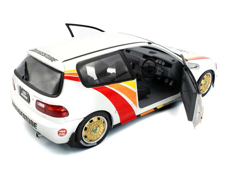 Solido S1810404 1992 Honda Civic EG6 Mugen Racing 1:18 White with Stripes