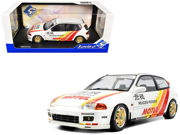 Solido S1810404 1992 Honda Civic EG6 Mugen Racing 1:18 White with Stripes