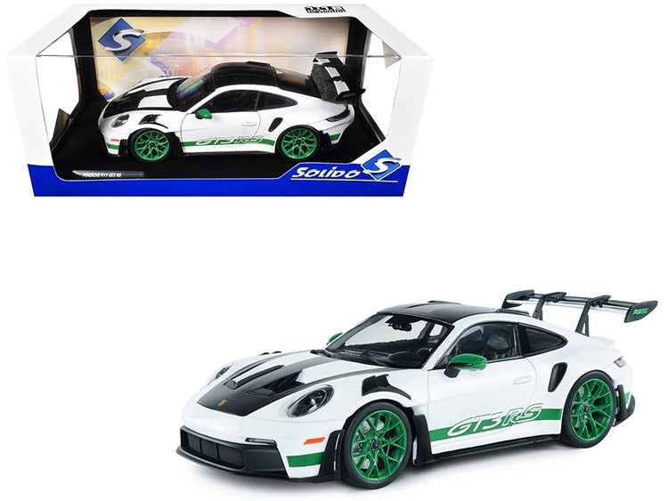 Solido S1812107 2024 Porsche 911 GT3 RS Carrera Tribete 1:18 White with Green Stripes