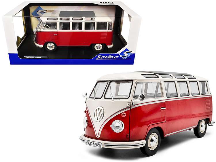 Solido S1813402 1962 VW Volkswagen T1 Samba 1:18 Red / White
