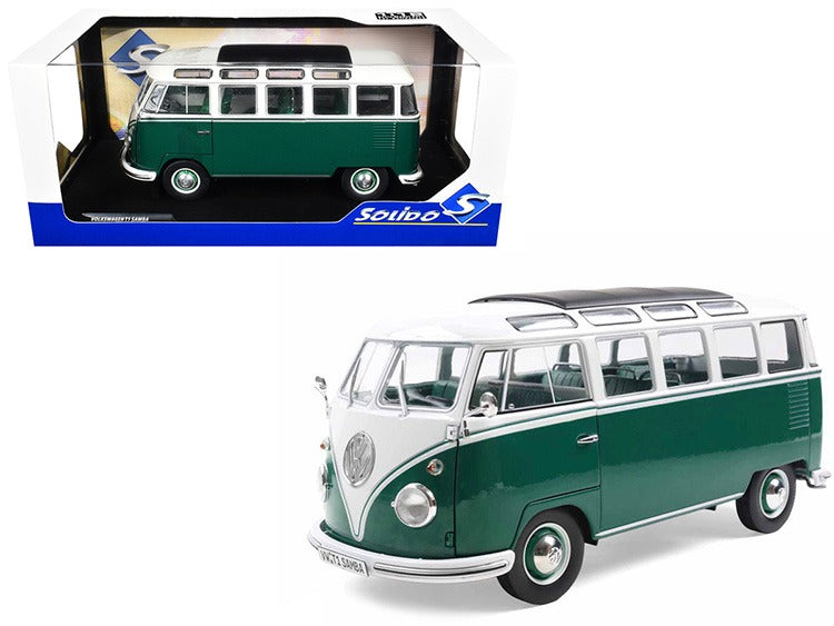 Solido S1813403 1962 VW Volkswagen T1 Samba 1:18 Green / White