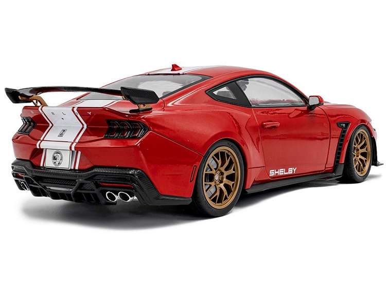 Solido S1813801 2024 Ford Shelby Mustang Super Snake 1:18 Race Red with Stripes