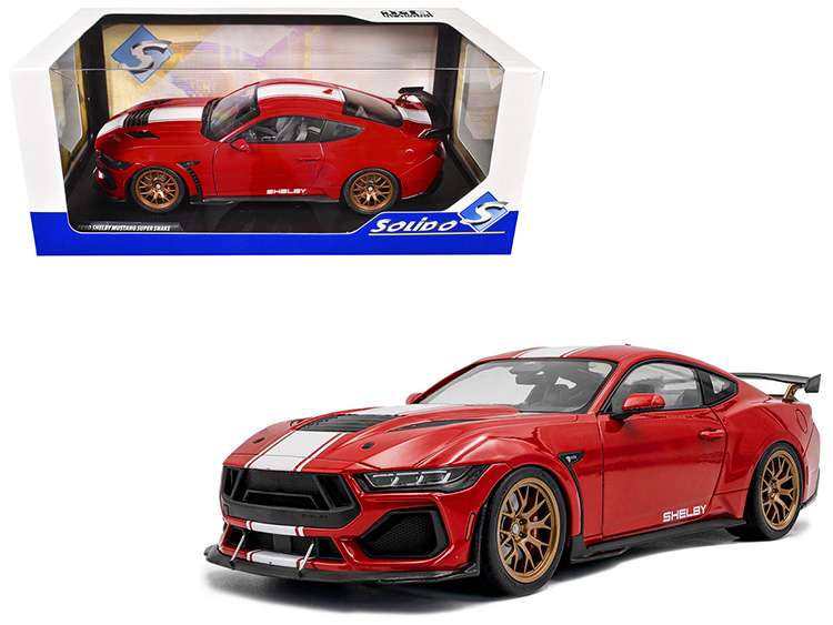 Solido S1813801 2024 Ford Shelby Mustang Super Snake 1:18 Race Red with Stripes