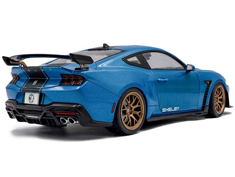 Solido S1813802 2024 Ford Shelby Mustang Super Snake 1:18 Grabber Blue with Stripes