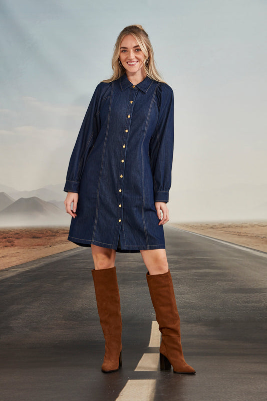 Stevie Dress - Dark Denim
