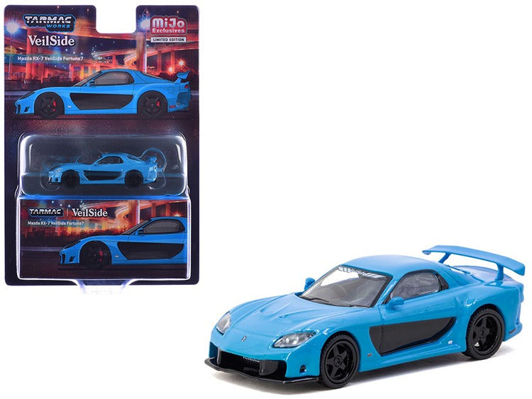 Tarmac Works T64G-075-BL Mazda RX-7 VeilSide Fortune7 1:64 Blue