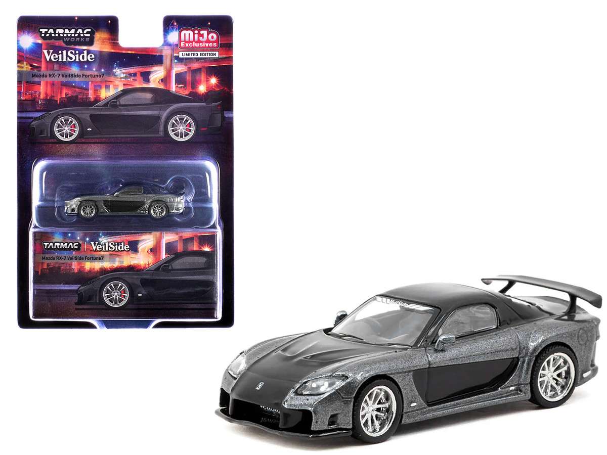 Tarmac Works T64G-075-GY Mazda RX-7 VeilSide Fortune7 1:64 Grey Metallic / Black
