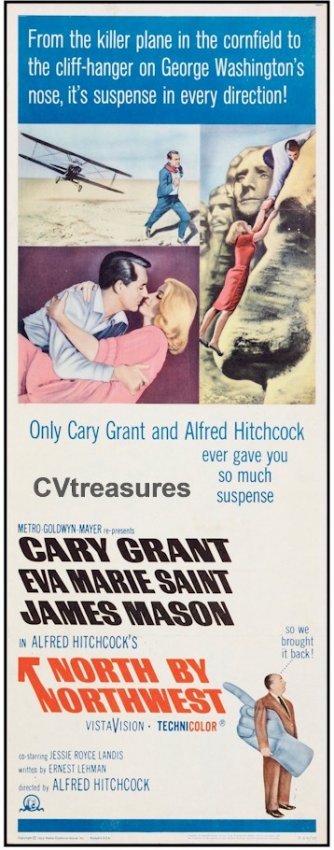 Alfred Hitchcocks North by Northwest Original Vintage Thriller Movie Poster Insert