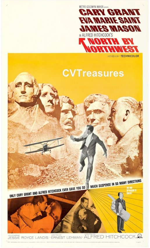Alfred Hitchcocks North by Northwest Original Vintage Thriller Movie Poster One Sheet