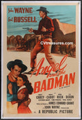 John Wayne Movie Poster ANGEL and the BADMAN - RARE  Original Vintage Western Movie Theater Poster  Guaranteed Authentic 1950 A++