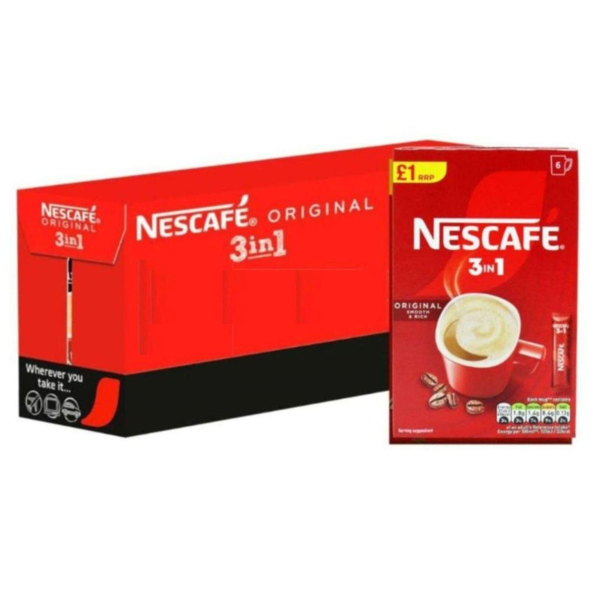 Nescafe Original 3 in 1 Coffee Sachets 6 Packs (Box of 11)