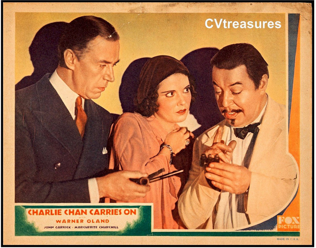 Charlie Chan Carries On RARE Original Authentic Vintage Movie Theater Poster Lobby Card Warner Oland FIRST Chan Film