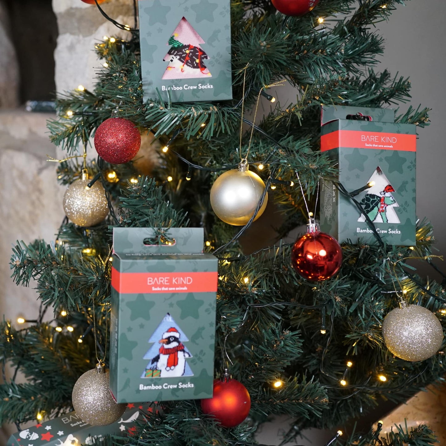 Christmas Bauble Penguin Bamboo Socks