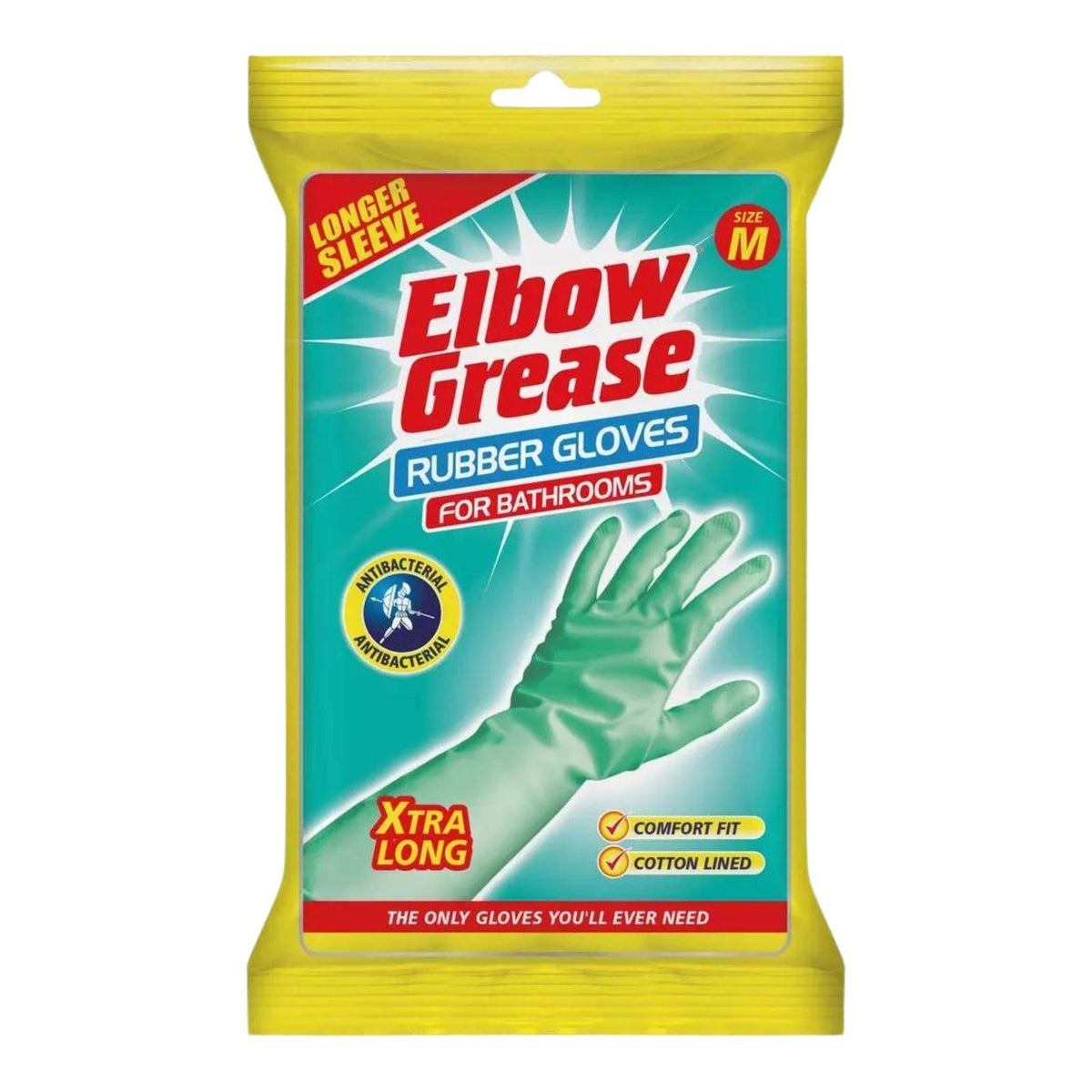Elbow Grease Xtra Long Bathroom Rubber Gloves,Medium