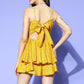 Women Yellow Floral Twist & Knot Playsuit