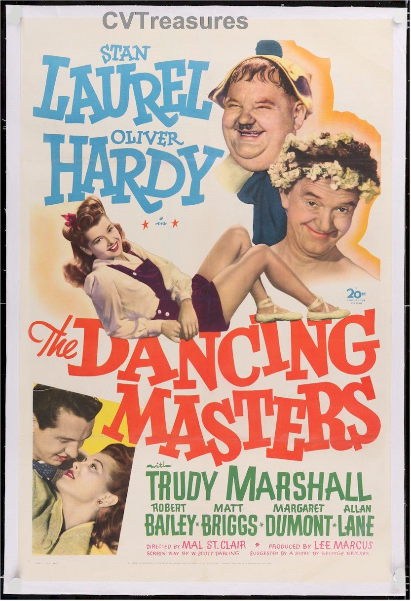 Dancing Master Original Vintage One Sheet Movie Poster Stan Laurel and Oliver Hardy
