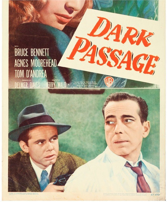 Dark Passage Original Vintage Movie Theater Poster Insert  Humphrey Bogart Lauren Bacall 1947