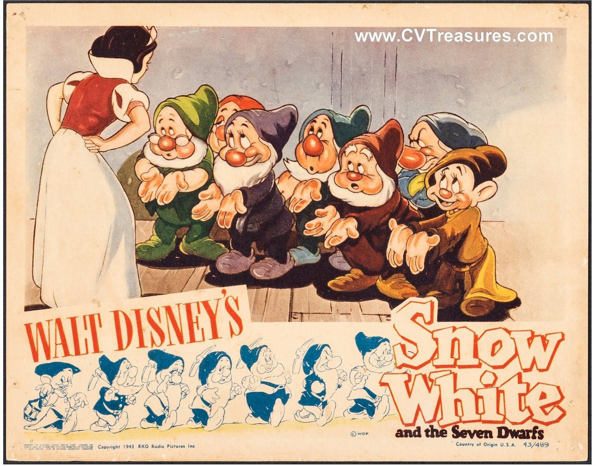 Disneys Snow White and the Seven Dwarfs Vintage Lobby Card
