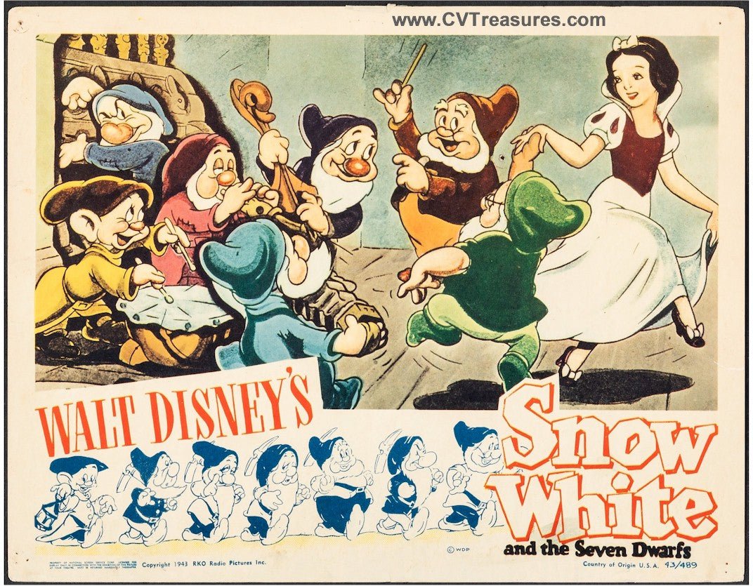 Disneys Snow White and the Seven Dwarfs Vintage Lobby Card B