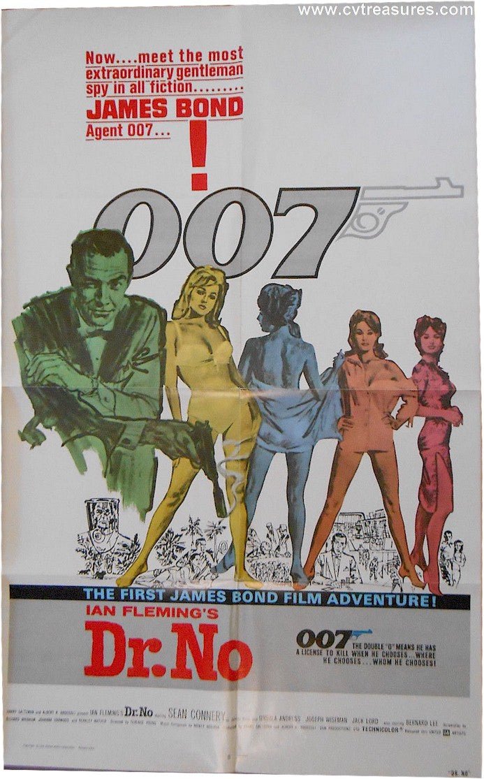 Vintage Movie Poster James Bond DR. NO Original James Bond One Sheet Sean Connery