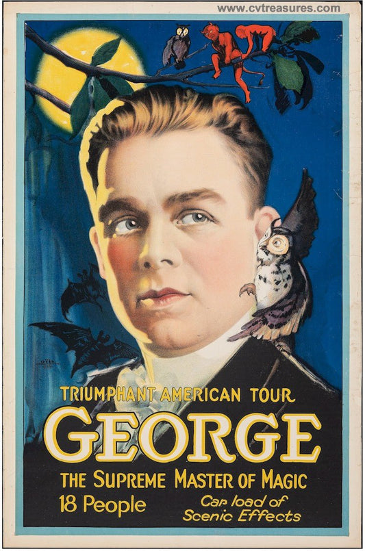 George Vintage Magic Poster Stone Lithograph 1920s One Sheet