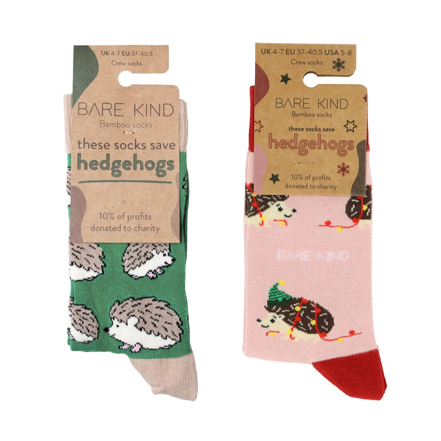 Christmas Hedgehog 2 Pack Bamboo Sock Set