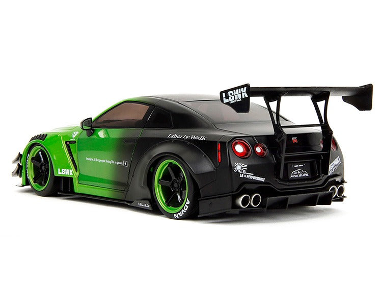 Jada 35724 Pink Slips Nissan Skyline GT-R R35 LBWK Liberty Walk Body Kit 2.0 1:18 Green / Matte Black