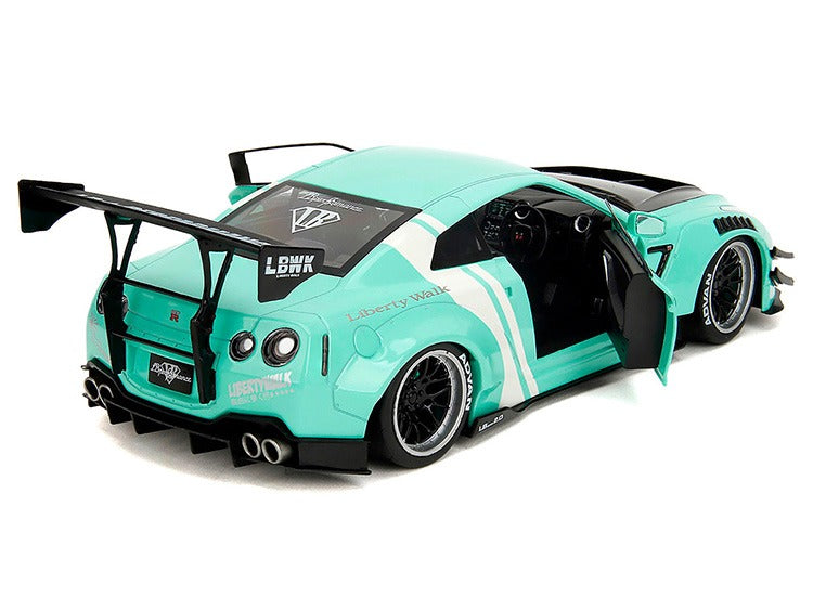 Jada 36382 Pink Slips Nissan Skyline GT-R R35 Type 2 LBWK Liberty Walk 1:18 Mint Green