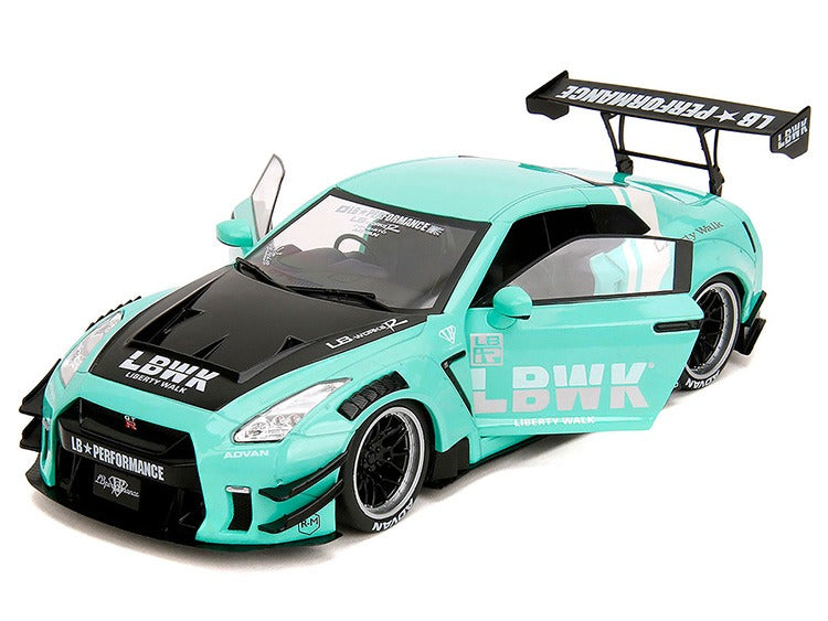 Jada 36382 Pink Slips Nissan Skyline GT-R R35 Type 2 LBWK Liberty Walk 1:18 Mint Green