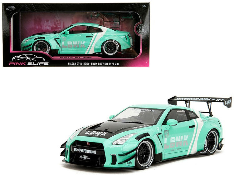 Jada 36382 Pink Slips Nissan Skyline GT-R R35 Type 2 LBWK Liberty Walk 1:18 Mint Green