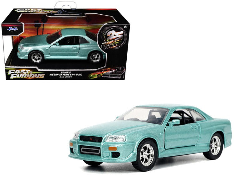 Jada 32586 25th Fast & Furious 25th Years Brian’s Nissan Skyline GT-R R34 1:32 Turquoise