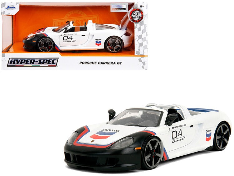 Jada 35136 Hyper Spec Porsche Carrera GT Convertible #04 Chevron 1:24 White