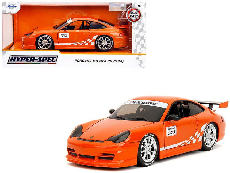 Jada 35138 Hyper Spec Porsche 911 GT3 RS (996) #008 Bridgestone 1:24 Orange
