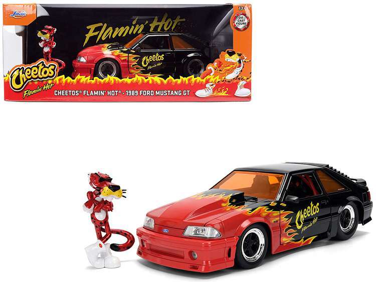 Jada 36255 Hot Cheetos 1989 Ford Mustang GT 1:24 with Chester Cheetah Figure