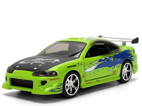 Jada 36356 Fast & Furious Brian’s 1995 Mitsubishi Eclipse 1:32 Damaged Version Green