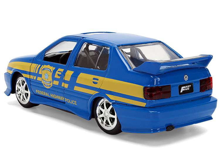 Jada 36363 Fast & Furious Volkswagen Jetta Federal Highway Police Car 1:32 Blue with Yellow Stripes